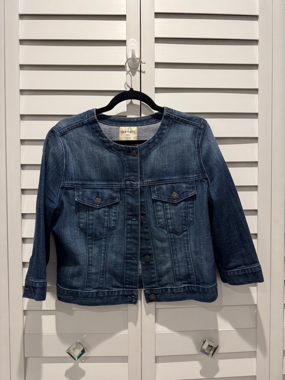 Old Navy Woman’s  Denim Jean Jacket in Dark Blue, 3/4 sleeves and very soft